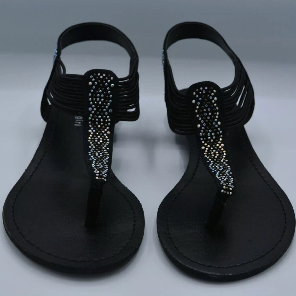 Madden girl - Teager - Embellished Black Fabric Flat Thong Sandal - 10